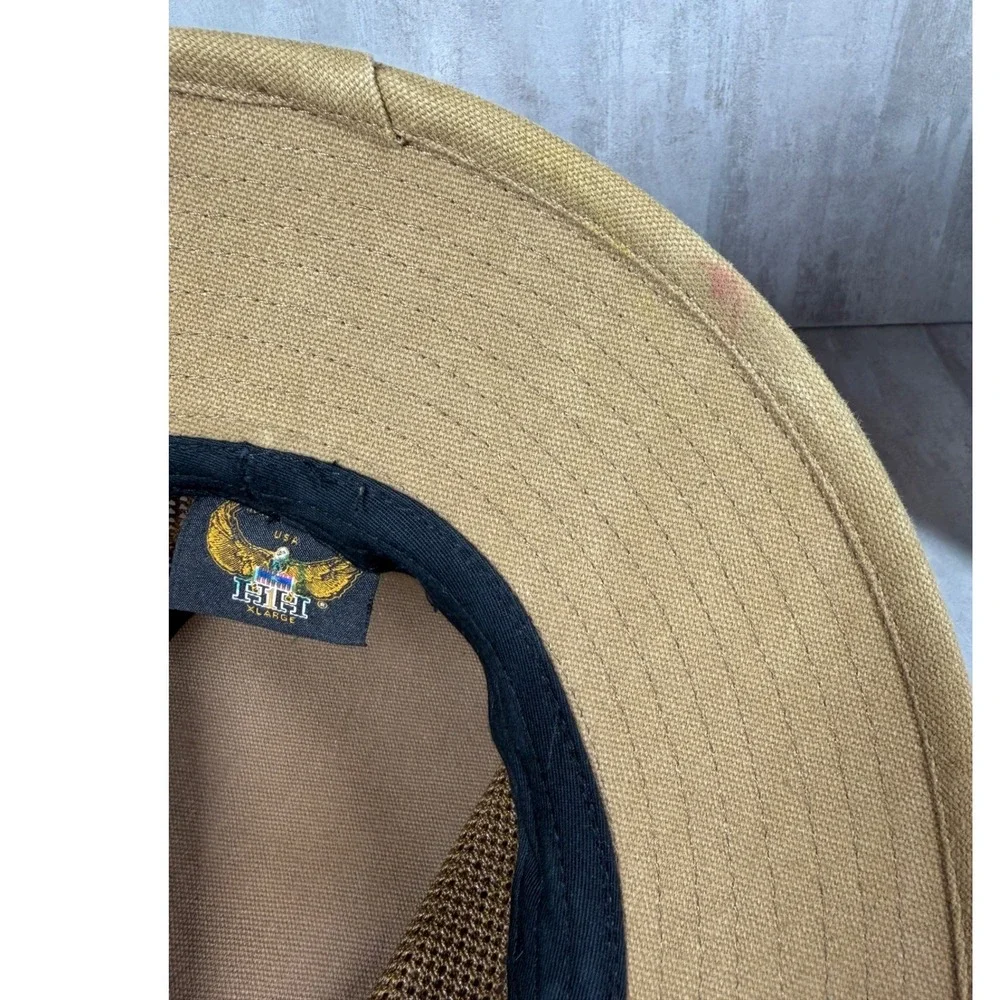 Henschel Hat Co Breezer Mesh Safari Sun Hat Tan Cotton Mens XL Adjustable Cord